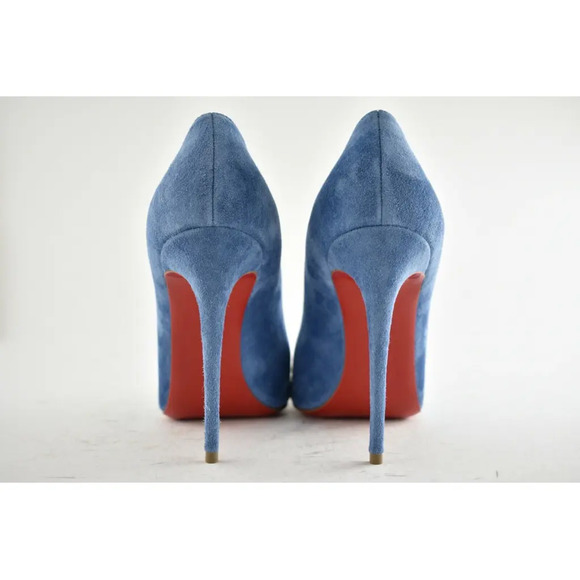 Christian Louboutin Kate 100 LAC Blue Suede Pointed Toe Classic Heel Pump 42 - Picture 11 of 12